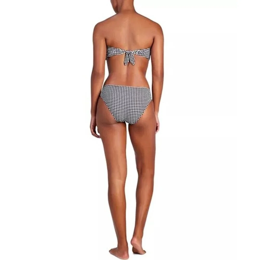 KATE SPADE High Waist Bikini Bottom Women Medium Black Gingham Seersucker Swim